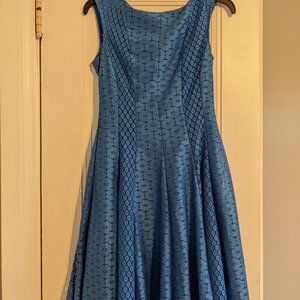 Blue fit and flare dress